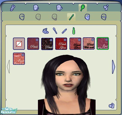 Sims 2 — Messy dark Mauve by kollens — Warn Lipstick with lips parted to show teeth