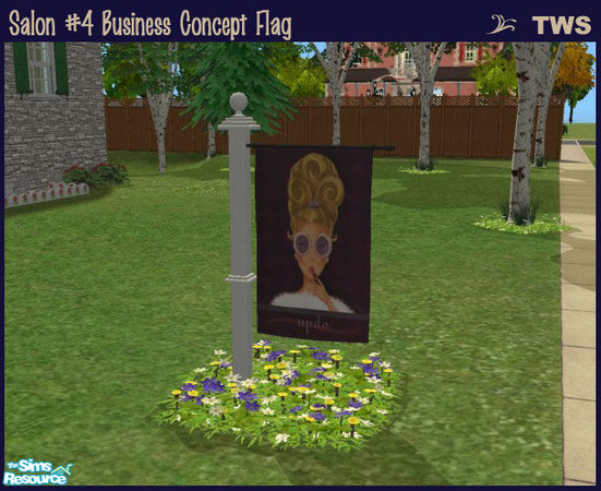Sims 2 — Salon #4 Business Concept Flag by wildstar24 — Features a retro woman with a fancy updo applying lipstick; text