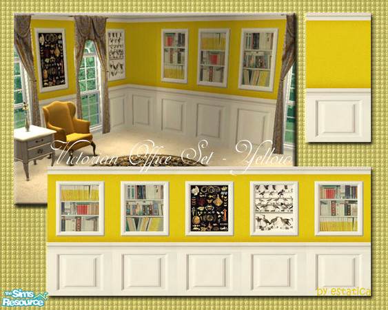 Sims 2 — Victorian Office Set - Yellow by estatica — Do your sims crave for riches but can\'t afford them? This exquisite