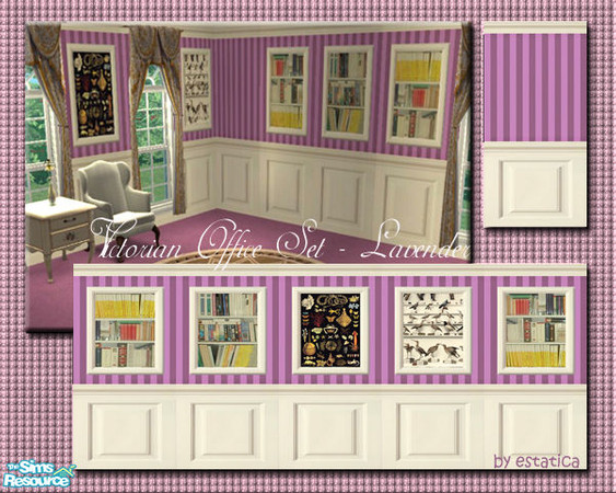 Sims 2 — Victorian Office Set - Lavender  by estatica — Do your sims crave for riches but can\'t afford them? This