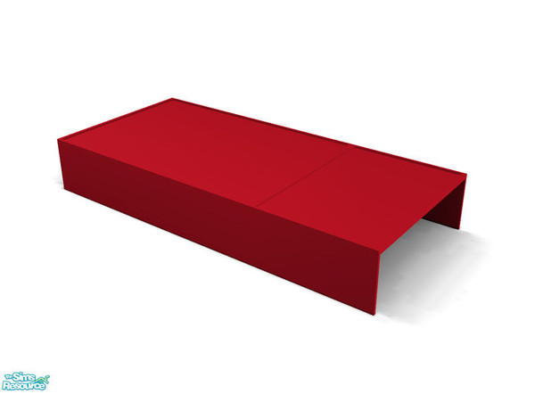 Sims 2 — Mondrian - Coffee Table Red Recolor by Murano — Long simple coffee table in red.