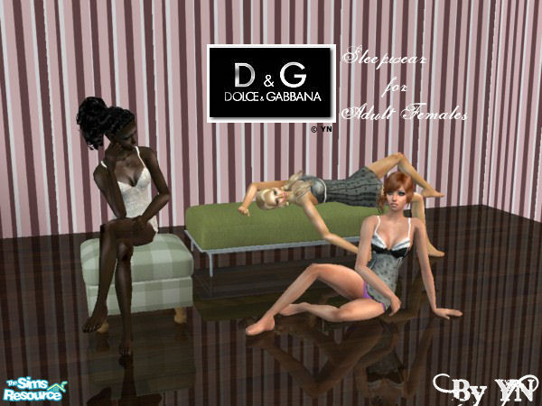 Sims 2 — D&G Sleepwear by Anniej — Adult female sleepwear, inspired on D&G's underwear collection. This is my