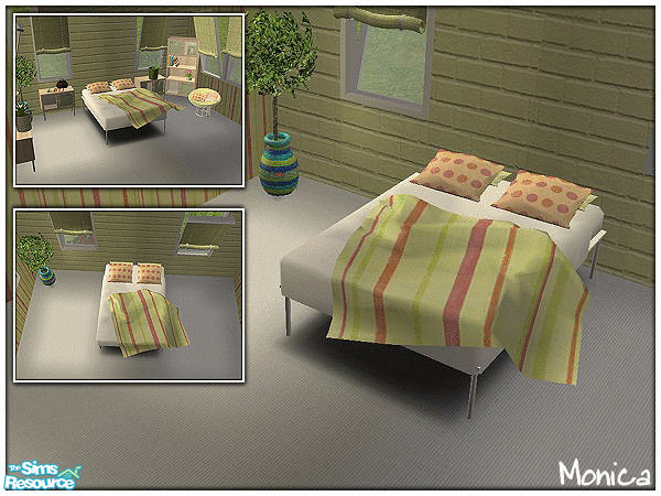 Sims 2 — Romanitcwhite in lemon-green - bed by ~Monica~ — Requires mesh by Steffor