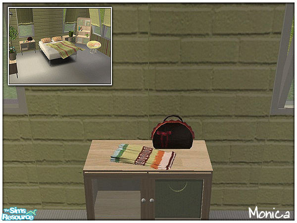 Sims 2 — Romanitcwhite in lemongreen -bag & scarf by ~Monica~ — Bag recolored in dark brown leather. Requires mesh by