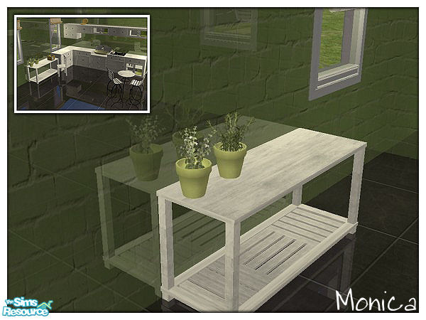 Sims 2 — Bois Kitchen in White - plants by ~Monica~ — Requires mesh by Steffor.