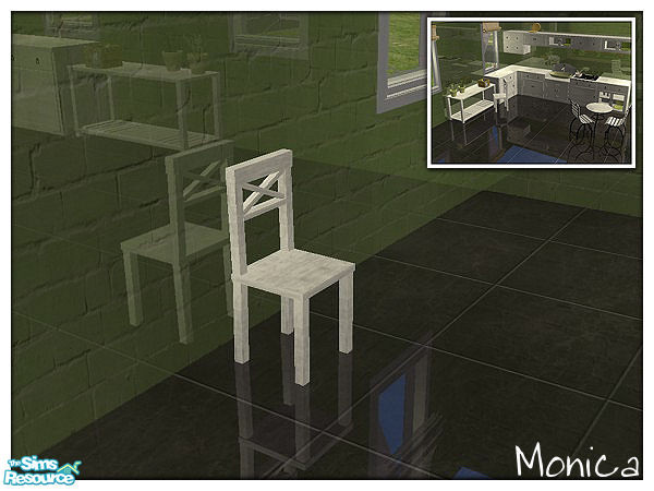 Sims 2 — Bois Kitchen in White - table chair by ~Monica~ — A recolor in white-washed wood. Requires mesh by Steffor.