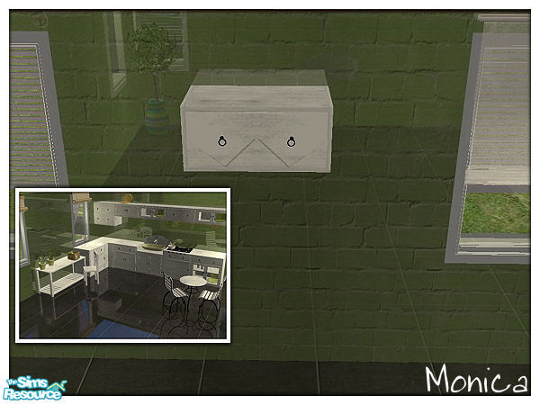 Sims 2 — Bois Kitchen in White - shelf 2 by ~Monica~ — A recolor in white-washed wood. Requires mesh by Steffor.
