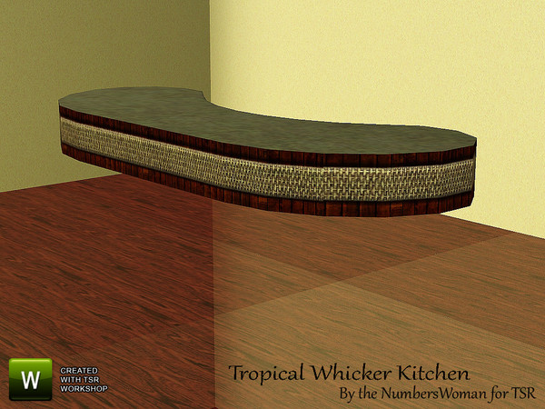Sims 3 — Tropical Whicker Kitchen Sink Extension by TheNumbersWoman — "Whicker" furnishings for that tropical