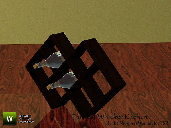 Sims 3 — Tropical Whicker Kitchen Wine Rack by TheNumbersWoman — "Whicker" furnishings for that tropical