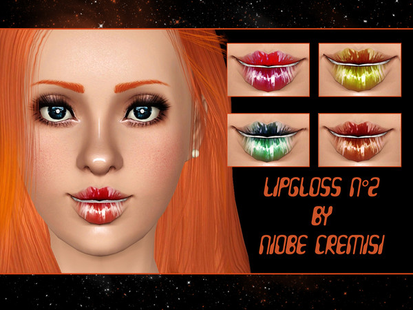 Sims 3 —  by niobe_cremisi — New Lipgloss -has 3 channels recolorable -Comes with custom CAS and Launcher thumbnails