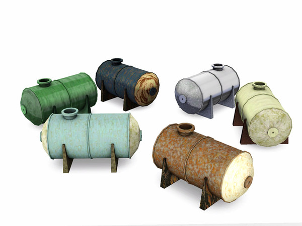Sims 3 — Horizontal Chemical Tank by Cyclonesue — Chemical tanks that are great for use as garden or roof decor.