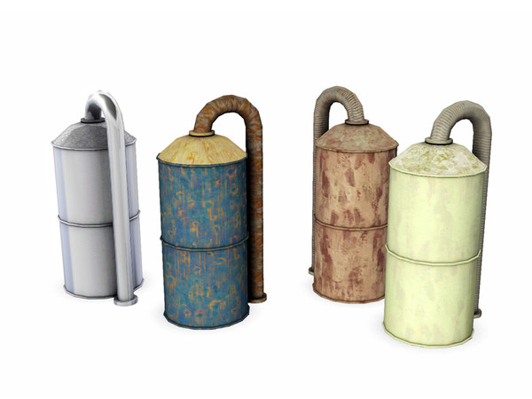 Sims 3 — Mid-sized Tank with Pipe by Cyclonesue — A mid-sized tank with pipe - in a variety of colours. Cyclonesue|TSR