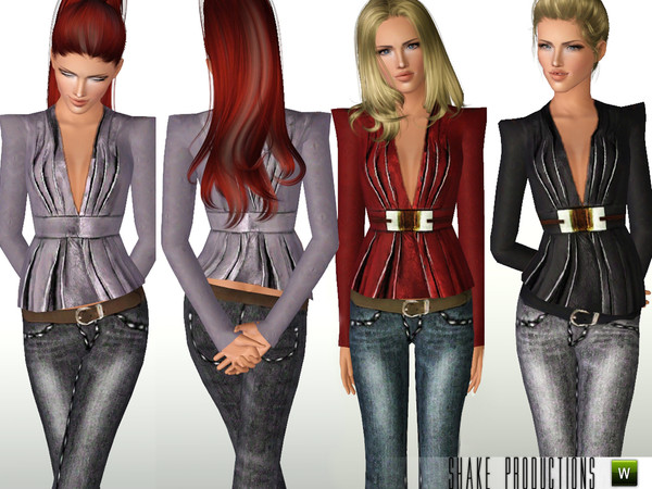Sims 3 — Burn Jacket by ShakeProductions — Jacket with golden belt (Recolorable)Also you can use without belt