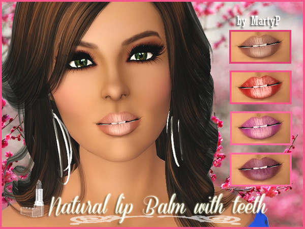 Sims 3 — Natural Lip Balm With Teeth by MartyP — ~3 recolourable chanels, include teeth effect. ~CAS and launcher