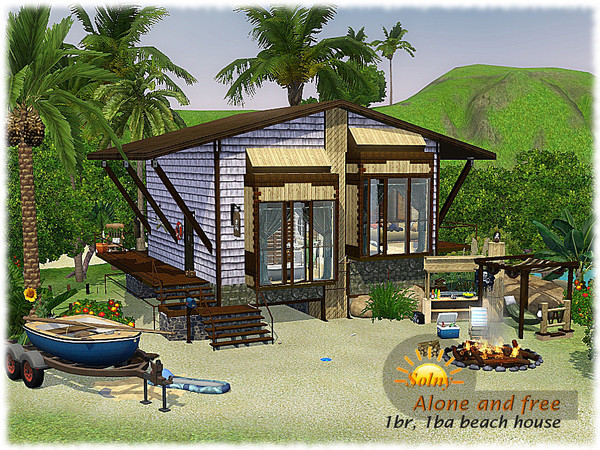 Sims 3 — Alone and free by Solny — Cozy and secluded beach house includes all necessary for single sim, or couple, and a