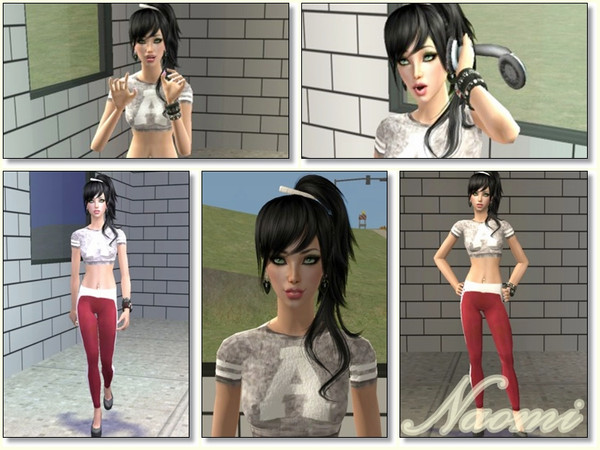 Sims 2 — Naomi by Nita_hc — -A t-shirt and red leggins by Nita hc -skin tone, Pooklet -makeup, needlecream -lipstick,
