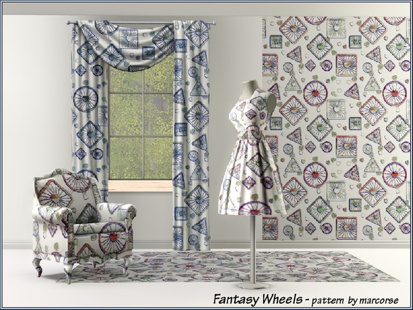 Sims 3 — Fantasy Wheels_marcorse by marcorse — Spoked geometric elements in a fantasy wheel pattern.