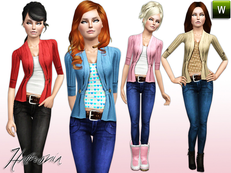 The Sims Resource - TEEN ~ Season-Spanning Cardi / Jean