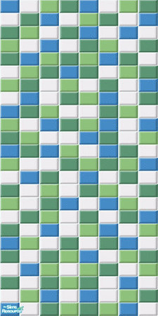 Sims 2 — Fresh Flowers Tile Wall 4 by ImmeK — Wall tiles in a blue and green mosaic pattern for your sims' favourite