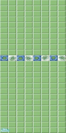 Sims 2 — Fresh Flowers Tile Wall 2 by ImmeK — Fresh green wall tiles with a small flower decor for your sims' favourite