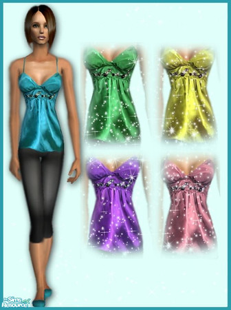 Sims 2 — Stylish in Satin by nikisatez05 — Five coloured satin cammys with capri pants and matching shoes. Enjoy and