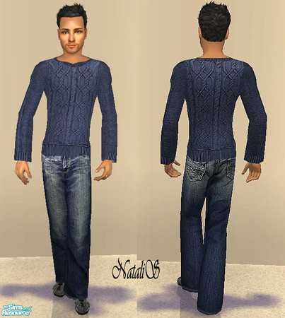 Sims 2 — NS collection male casual-3-2. by Natalis — Jeans and sweater- various recolors Mesh by lueppi.