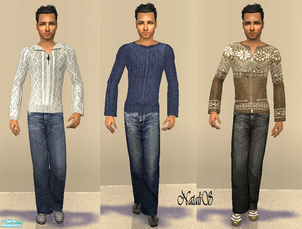 Sims 2 — NS collection male casual-3. by Natalis — Jeans and sweater- various recolors Mesh by lueppi.