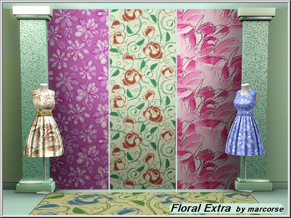 Sims 3 — Floral Extra_marcorse by marcorse — Floral design Fabric patterns - rose, daisy and tulip.