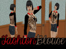Sims 2 — Fashion Blouse by lalazayn2 — Leopard Shirt with Long Sleeve Black Color and, Alluring Collar For a