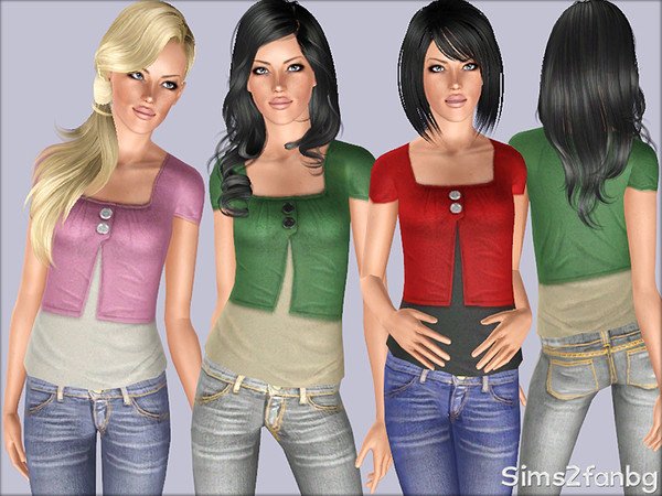 Sims 3 — 371 - Top with vest by sims2fanbg — .:371 - Autumn set:. Top with vest in 3 recolors,Recolorable,Launcher