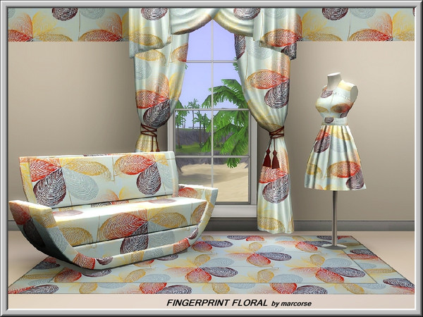 Sims 3 — Fingerprint Floral_marcorse by marcorse — Abstract pattern: 6-petalled daisies with a fingerprint design