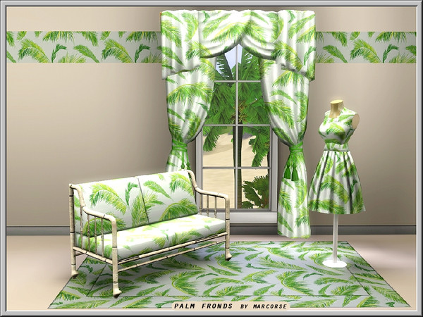 Sims 3 — Palm Fronds_marcorse by marcorse — Themed pattern: floating palm fronds randomly repeated
