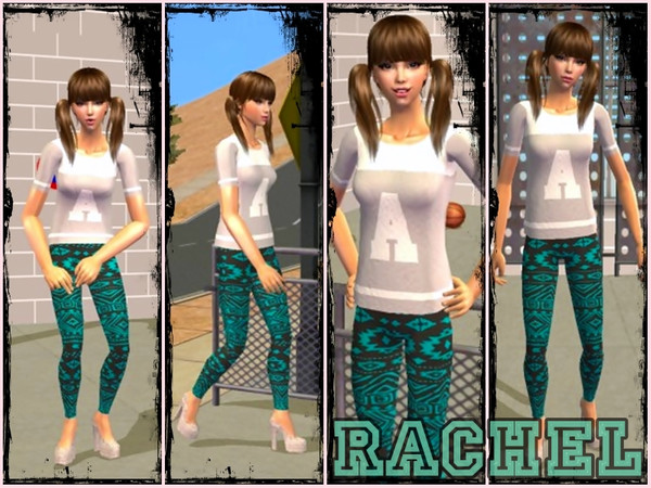 Sims 2 — Rachel by Nita_hc — -A t-shirt and blue legings by Nita hc -skin tone, stefan -makeup, janita -poket facemask,