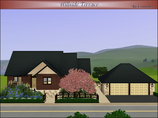 Sims 3 — Hillside Terrace by Design4Sims — Inspired by a real house, this traditional 2 bedroom 3 bath 2 car Garage home.