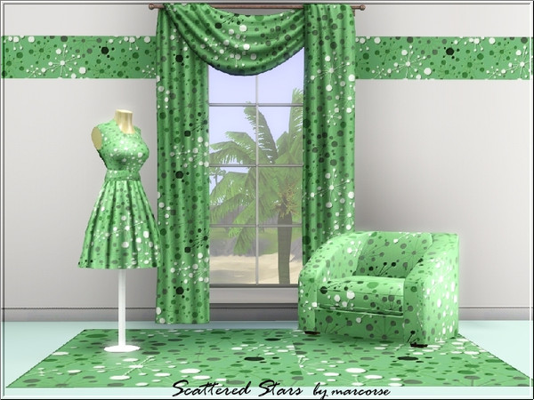 Sims 3 — Scattered Stars_marcorse by marcorse — Geometric pattern: scattered star shapes on green background.
