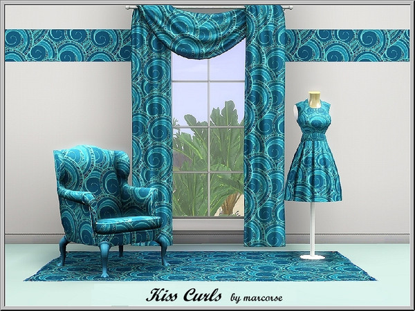 Sims 3 — Kiss Curls_marcorse by marcorse — Abstract pattern: overlapping 'kiss curls' in blue shades
