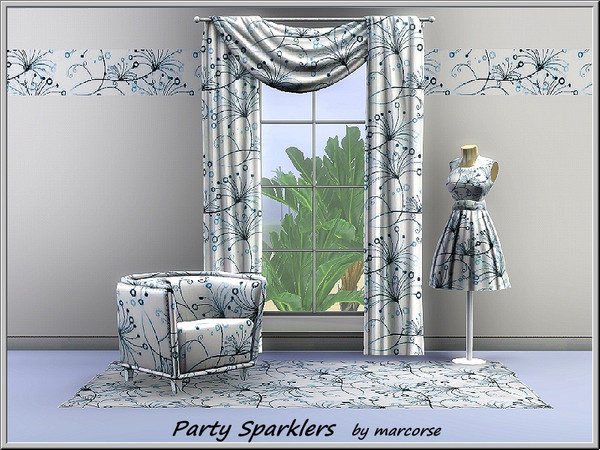 Sims 3 — Party Sparklers_marcorse by marcorse — Abstract pattern: blue shower shapes like party sparklers