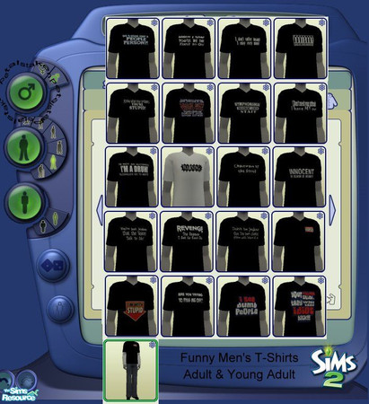 Sims 2 — Fun T's by kollens — Funny Tee shirts for the guys, Just some funny ha ha's for your Sims. 1 Outfit in set
