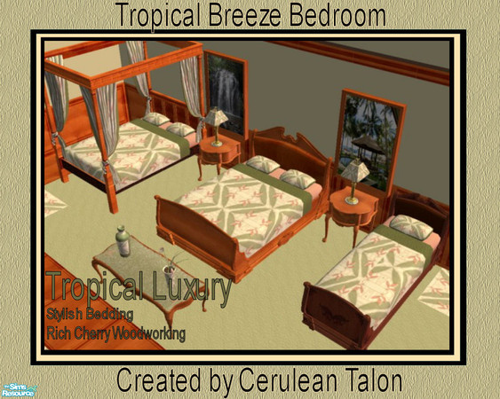 Sims 2 — Tropical Breeze Bedroom - Classic Bed by Cerulean Talon — Light tropical breezes make thisb bedroom a dream come
