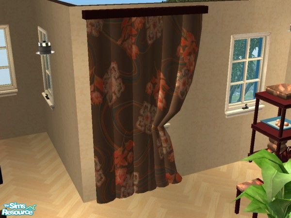 Sims 2 — Orange Blossom Dining Curtain by brena31 —  The curtain from detimgi's rose dining set in an orange floral