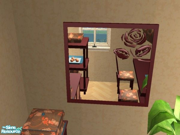 Sims 2 — Orange Blossom Dining Mirror by brena31 —  The mirror from detimgi's rose dining set in dark wood.