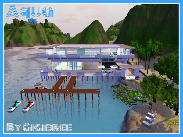 Sims 3 — Aqua by Gigibree2 — Built in Isla Paradiso this 2 levels house is all open concept and multi-level. There is one