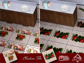 Sims 3 — Christmas Tiles by Devirose — Not recolorable,Christmas theme^^ 2 Tiles in 1 file-Base Game compatible,no need
