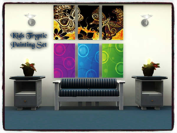 Sims 3 — Tryptic Set_Kids Paintings by Xodess — This set has two paintings (two files)... there is one painting with