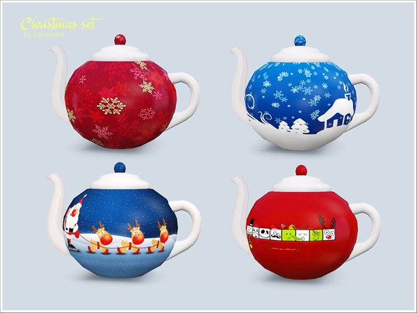Sims 3 — Christmas Teapot by Severinka_ — Christmas set III Teapot of the Christmas service. 4 variants of drawing, 1