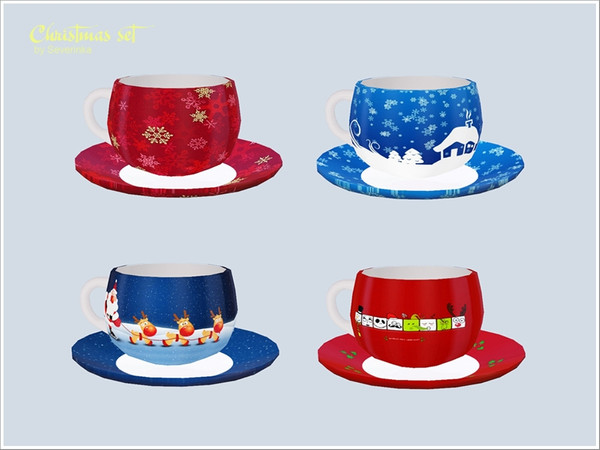 Sims 3 — Christnas Cup by Severinka_ — Christmas set III Cup of the Christmas service. 4 variants of drawing, 1 zone