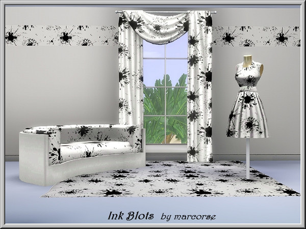 Sims 3 — Ink Blots_marcorse by marcorse — Monochrome pattern of ink blots - black on white.