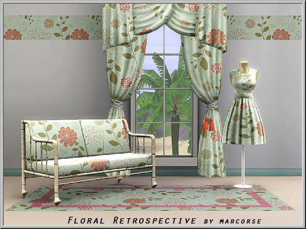 Sims 3 — Floral Retrospective_marcorse by marcorse — Abstract pattern: retro-look floral wallpaper design
