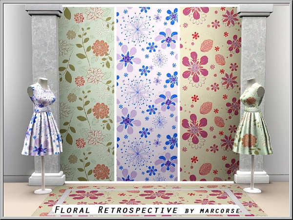 Sims 3 — Floral Retrospective_marcorse by marcorse — Three floral patterns with a retrospective style. Floral