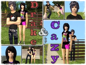 Sims 2 — Drake & Cazy by Nita_hc — Cute t-shirt, Stewee t-shirt, pink shorts and skull jeans by Nita_hc.